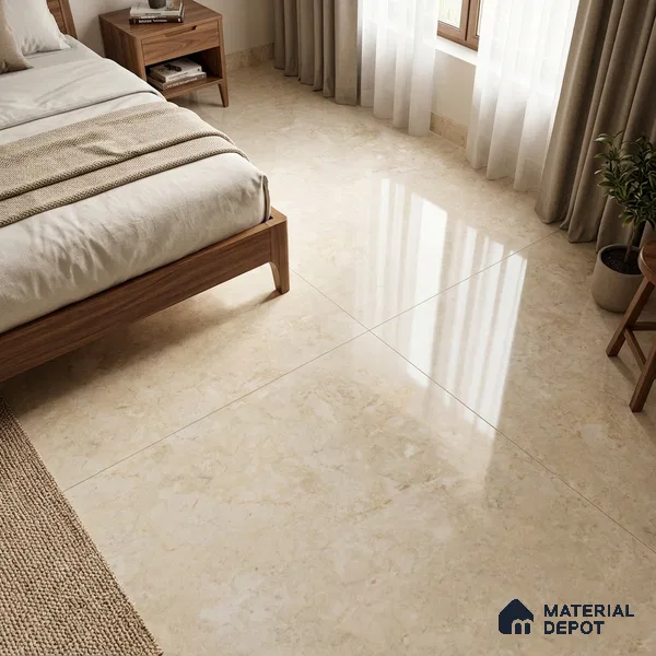 TL 11541 Toledo Crema Endless 6 ft x 4 ft Glossy Vitrified Tile - 15 mm | Adhesive and Spacers Must be Used During Installation