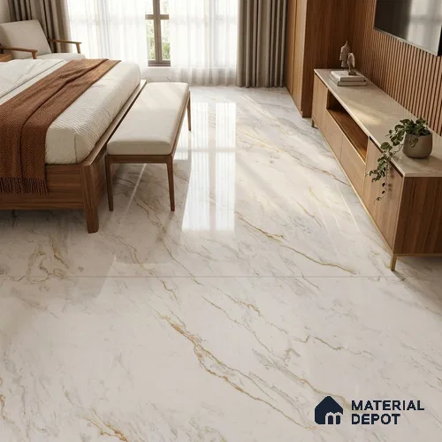 TL 11542 Verona Gold Endless 6 ft x 4 ft Glossy Vitrified Tile - 15 mm | Adhesive and Spacers Must be Used During Installation