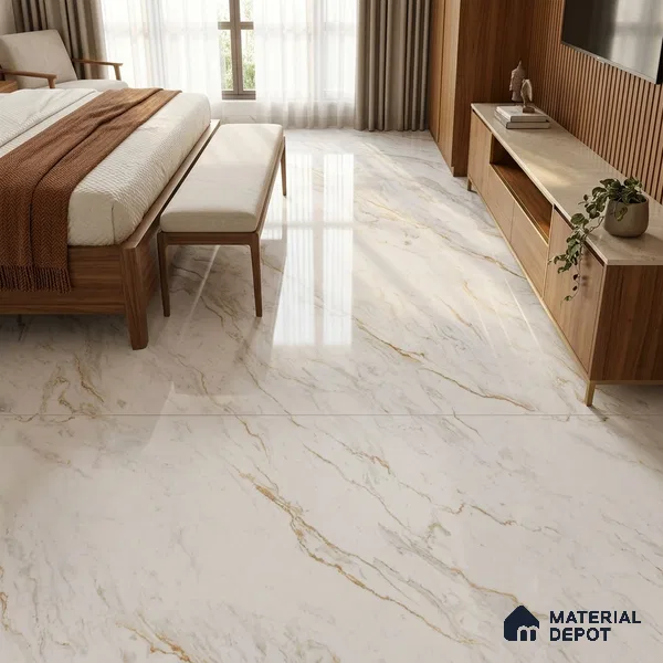 TL 11542 Verona Gold Endless 6 ft x 4 ft Glossy Vitrified Tile - 15 mm | Adhesive and Spacers Must be Used During Installation