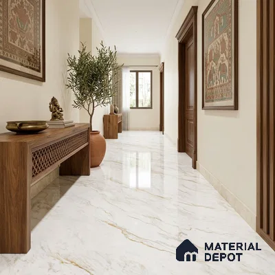 TL 11542 Verona Gold Endless 6 ft x 4 ft Glossy Vitrified Tile - 15 mm | Adhesive and Spacers Must be Used During Installation
