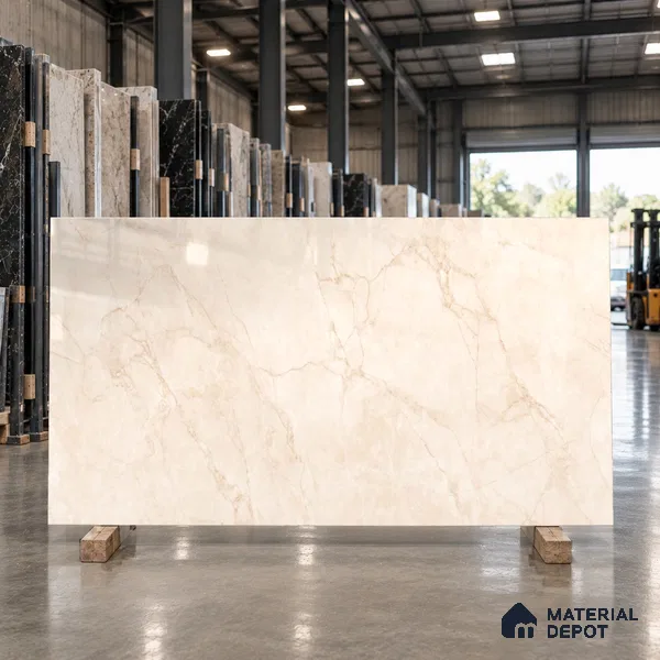 TL 11543 Vintage Crema Endless 6 ft x 4 ft Glossy Vitrified Tile - 15 mm | Adhesive and Spacers Must be Used During Installation