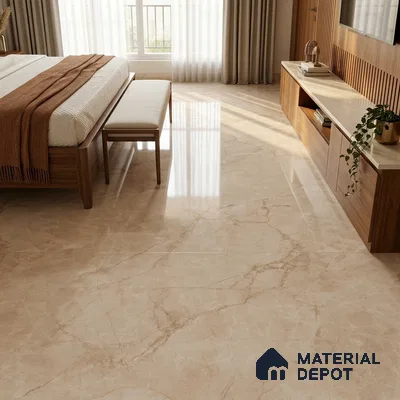 TL 11543 Vintage Crema Endless 6 ft x 4 ft Glossy Vitrified Tile - 15 mm | Adhesive and Spacers Must be Used During Installation