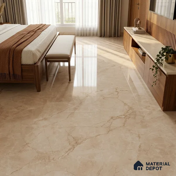 TL 11543 Vintage Crema Endless 6 ft x 4 ft Glossy Vitrified Tile - 15 mm | Adhesive and Spacers Must be Used During Installation