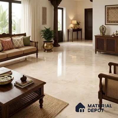 TL 11543 Vintage Crema Endless 6 ft x 4 ft Glossy Vitrified Tile - 15 mm | Adhesive and Spacers Must be Used During Installation