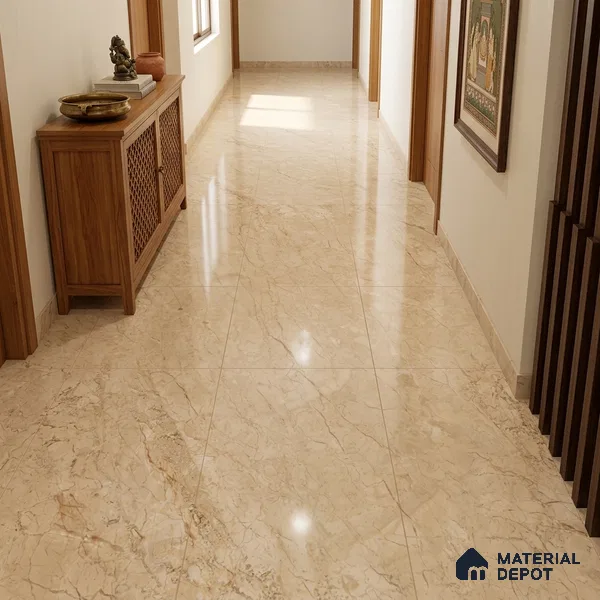 TL 11545 Denever Beige Endless 6 ft x 4 ft Glossy Vitrified Tile - 15 mm | Adhesive and Spacers Must be Used During Installation