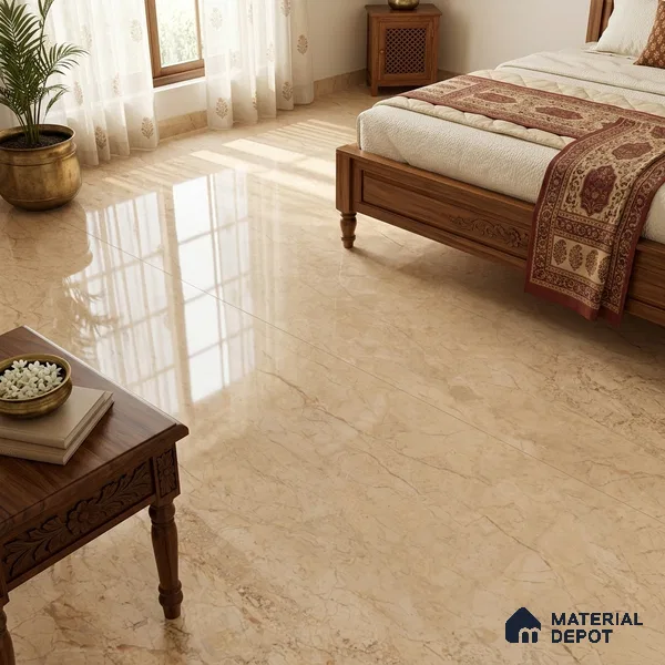 TL 11545 Denever Beige Endless 6 ft x 4 ft Glossy Vitrified Tile - 15 mm | Adhesive and Spacers Must be Used During Installation