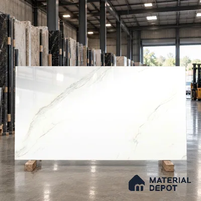 TL 11547 Pullman White Endless 6 ft x 4 ft Glossy Vitrified Tile - 15 mm | Adhesive and Spacers Must be Used During Installation