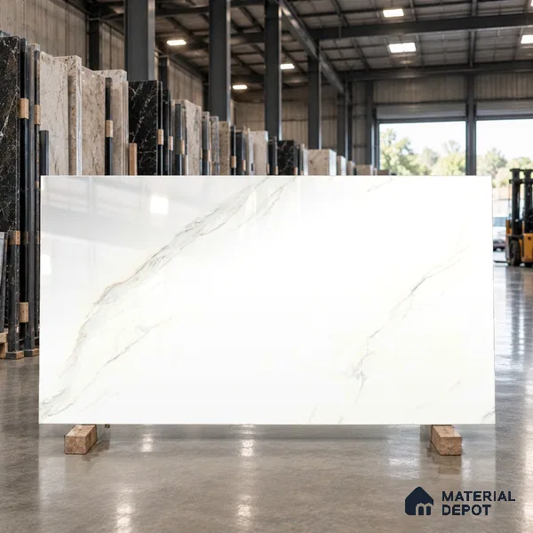 TL 11547 Pullman White Endless 6 ft x 4 ft Glossy Vitrified Tile - 15 mm | Adhesive and Spacers Must be Used During Installation