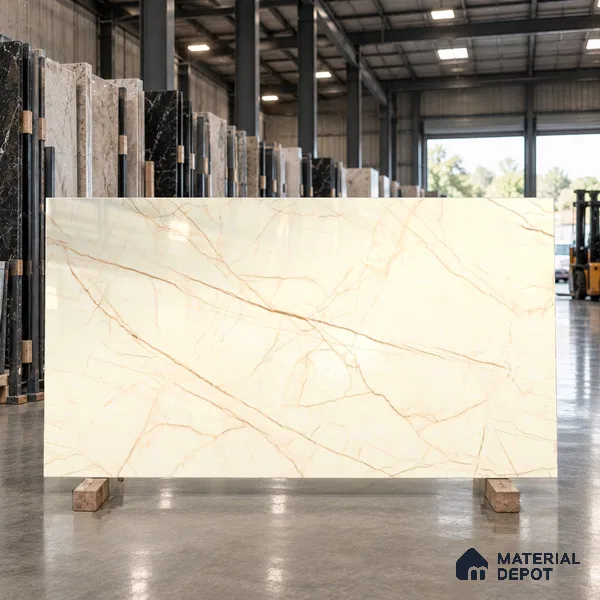 TL 11548 Oregon Crema Endless 6 ft x 4 ft Glossy Vitrified Tile - 15 mm | Adhesive and Spacers Must be Used During Installation