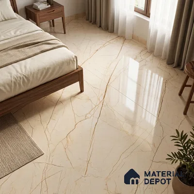 TL 11548 Oregon Crema Endless 6 ft x 4 ft Glossy Vitrified Tile - 15 mm | Adhesive and Spacers Must be Used During Installation