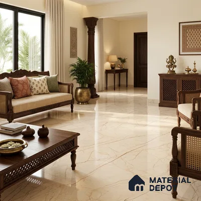TL 11548 Oregon Crema Endless 6 ft x 4 ft Glossy Vitrified Tile - 15 mm | Adhesive and Spacers Must be Used During Installation