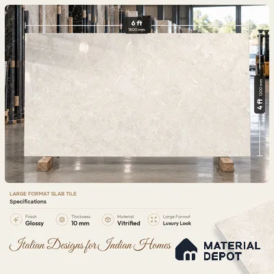 TL 11568 Perlato Royal 6 ft x 4 ft Glossy Vitrified Tile - 10 mm | Adhesive and Spacers Must be Used During Installation