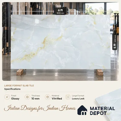 TL 11569 Endless Caramel Snow 6 ft x 4 ft Glossy Vitrified Tile - 10 mm | Adhesive and Spacers Must be Used During Installation