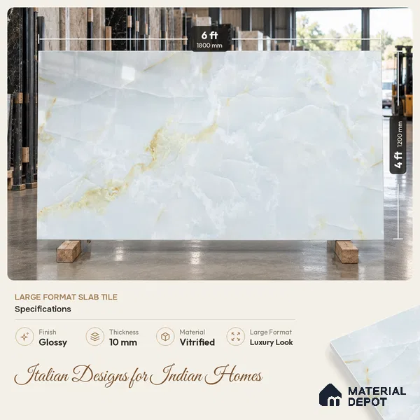 TL 11569 Endless Caramel Snow 6 ft x 4 ft Glossy Vitrified Tile - 10 mm | Adhesive and Spacers Must be Used During Installation