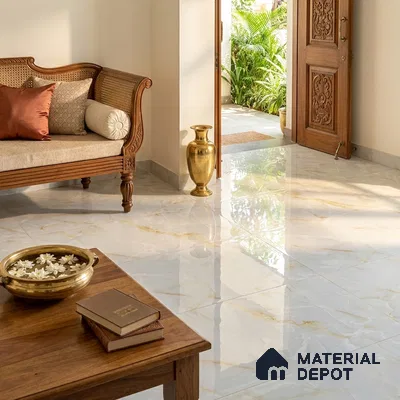 TL 11569 Endless Caramel Snow 6 ft x 4 ft Glossy Vitrified Tile - 10 mm | Adhesive and Spacers Must be Used During Installation