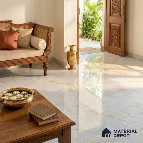 TL 11569 Endless Caramel Snow 6 ft x 4 ft Glossy Vitrified Tile - 10 mm | Adhesive and Spacers Must be Used During Installation