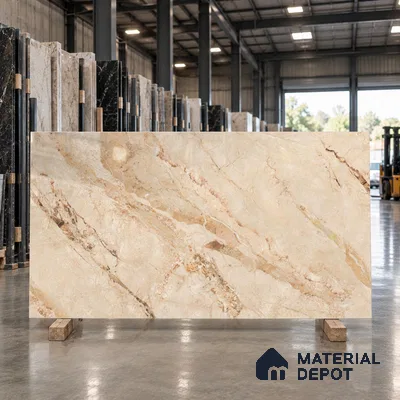 TL 11570 Endless Breccia Simless 6 ft x 4 ft Glossy Vitrified Tile - 10 mm | Adhesive and Spacers Must be Used During Installation
