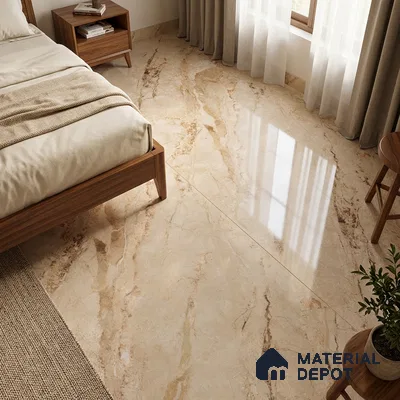 TL 11570 Endless Breccia Simless 6 ft x 4 ft Glossy Vitrified Tile - 10 mm | Adhesive and Spacers Must be Used During Installation