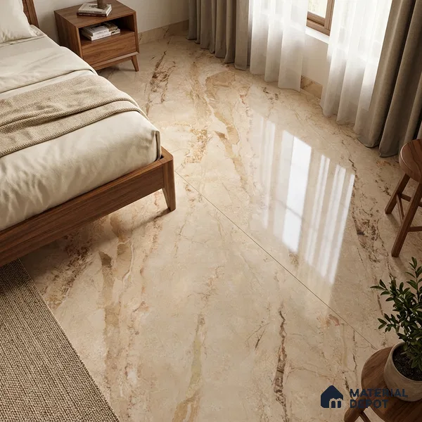 TL 11570 Endless Breccia Simless 6 ft x 4 ft Glossy Vitrified Tile - 10 mm | Adhesive and Spacers Must be Used During Installation