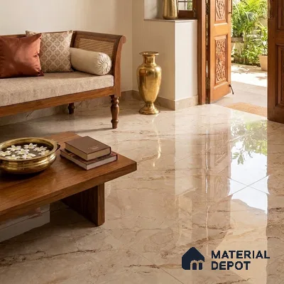 TL 11570 Endless Breccia Simless 6 ft x 4 ft Glossy Vitrified Tile - 10 mm | Adhesive and Spacers Must be Used During Installation
