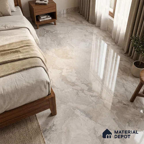 TL 11572 Endless Limer Grey 6 ft x 4 ft Glossy Vitrified Tile - 10 mm | Adhesive and Spacers Must be Used During Installation