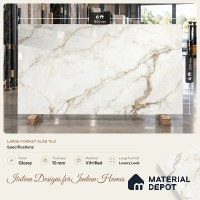 TL 11573 Endless Alfanso White 6 ft x 4 ft Glossy Vitrified Tile - 10 mm | Adhesive and Spacers Must be Used During Installation