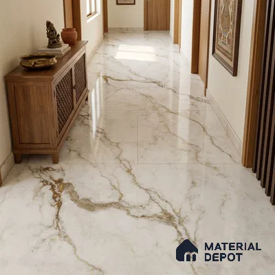TL 11573 Endless Alfanso White 6 ft x 4 ft Glossy Vitrified Tile - 10 mm | Adhesive and Spacers Must be Used During Installation