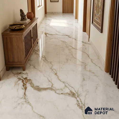 TL 11573 Endless Alfanso White 6 ft x 4 ft Glossy Vitrified Tile - 10 mm | Adhesive and Spacers Must be Used During Installation