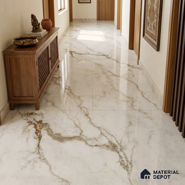 TL 11573 Endless Alfanso White 6 ft x 4 ft Glossy Vitrified Tile - 10 mm | Adhesive and Spacers Must be Used During Installation