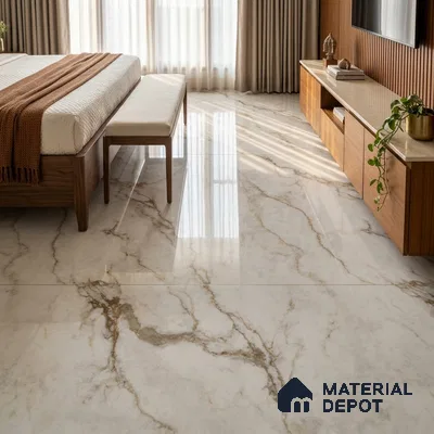 TL 11573 Endless Alfanso White 6 ft x 4 ft Glossy Vitrified Tile - 10 mm | Adhesive and Spacers Must be Used During Installation