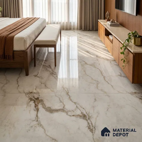 TL 11573 Endless Alfanso White 6 ft x 4 ft Glossy Vitrified Tile - 10 mm | Adhesive and Spacers Must be Used During Installation