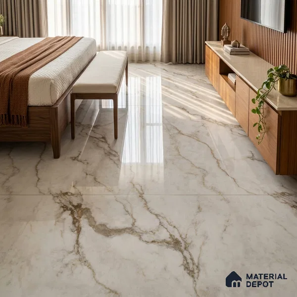 TL 11573 Endless Alfanso White 6 ft x 4 ft Glossy Vitrified Tile - 10 mm | Adhesive and Spacers Must be Used During Installation