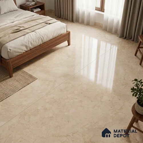 TL 11574 Sofita Beige 6 ft x 4 ft Glossy Vitrified Tile - 10 mm | Adhesive and Spacers Must be Used During Installation
