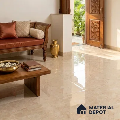 TL 11574 Sofita Beige 6 ft x 4 ft Glossy Vitrified Tile - 10 mm | Adhesive and Spacers Must be Used During Installation