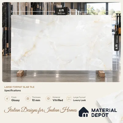 TL 11575 Endless Caramel Pearl 6 ft x 4 ft Glossy Vitrified Tile - 10 mm | Adhesive and Spacers Must be Used During Installation