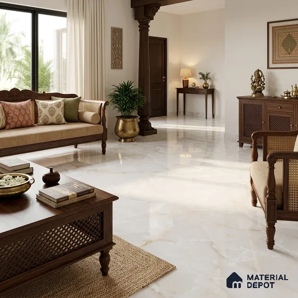 TL 11575 Endless Caramel Pearl 6 ft x 4 ft Glossy Vitrified Tile - 10 mm | Adhesive and Spacers Must be Used During Installation