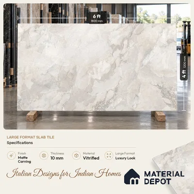 Marble Endless Wall & Floor Tile TL 11576 Grey 6 ft x 4 ft Matte Carving Finish Vitrified Tile - 10 mm | Suitable For Living Room, Bedroom, Dining Area, Kitchen | Adhesive and Spacers Must be Used During Installation