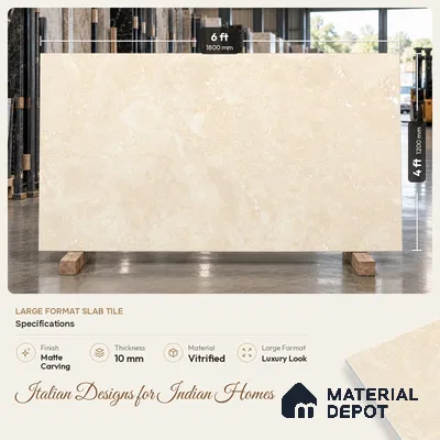TL 11577 Sofita Beige 6 ft x 4 ft Carving Matte Finish Vitrified Tile - 10 mm | Adhesive and Spacers Must be Used During Installation