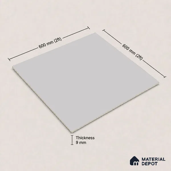 Plain Wall & Floor Tile TL 11639 Pale Fjord | 2 ft x 2 ft Matte Finish Full Body Vitrified Tile - 9 mm | Suitable For Bathroom, Balcony, Courtyard