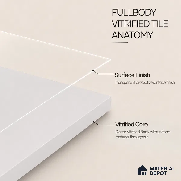 Plain Wall & Floor Tile TL 11639 Pale Fjord | 2 ft x 2 ft Matte Finish Full Body Vitrified Tile - 9 mm | Suitable For Bathroom, Balcony, Courtyard