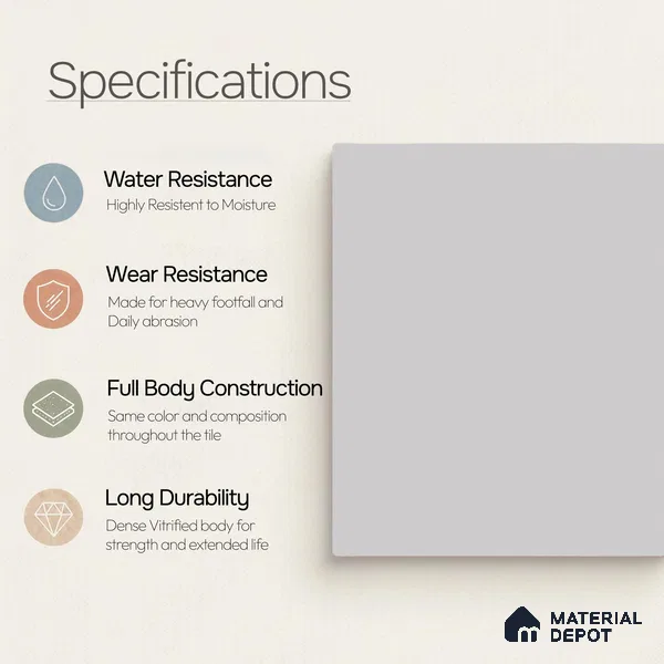 Plain Wall & Floor Tile TL 11639 Pale Fjord | 2 ft x 2 ft Matte Finish Full Body Vitrified Tile - 9 mm | Suitable For Bathroom, Balcony, Courtyard