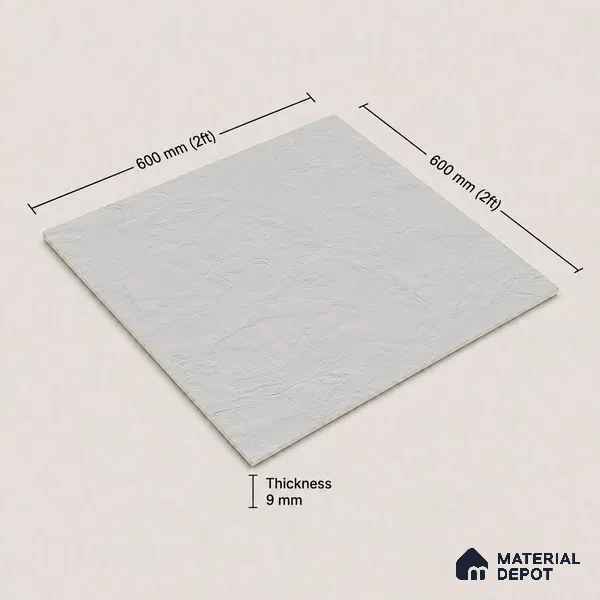 Plain Wall & Floor Tile TL 11639 B Frosted Quarry | 2 ft x 2 ft Punch Matte Finish Full Body Vitrified Tile - 9 mm | Suitable For Bathroom, Balcony, Courtyard