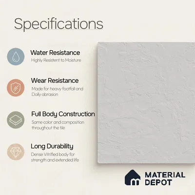 Plain Wall & Floor Tile TL 11639 B Frosted Quarry | 2 ft x 2 ft Punch Matte Finish Full Body Vitrified Tile - 9 mm | Suitable For Bathroom, Balcony, Courtyard