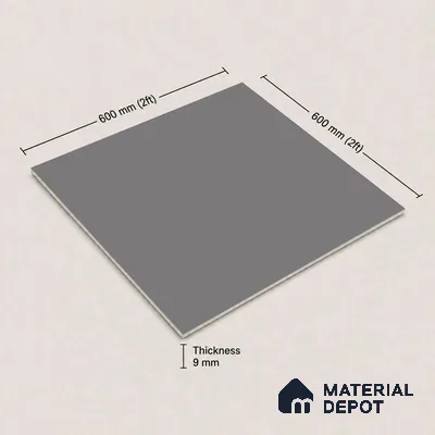Plain Wall & Floor Tile TL 11640 Slate Drift | 2 ft x 2 ft Matte Finish Full Body Vitrified Tile - 9 mm | Suitable For Bathroom, Balcony, Courtyard