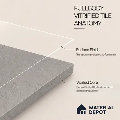 Plain Wall & Floor Tile TL 11640 B Slate Fjord | 2 ft x 2 ft Punch Matte Finish Full Body Vitrified Tile - 9 mm | Suitable For Bathroom, Balcony, Courtyard