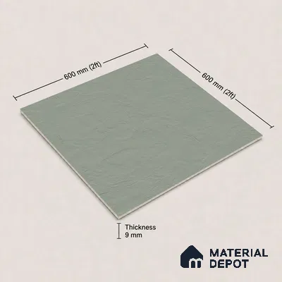 Plain Wall & Floor Tile TL 11641 Verdant Quarry | 2 ft x 2 ft Punch Matte Finish Full Body Vitrified Tile - 9 mm | Suitable For Bathroom, Balcony, Courtyard