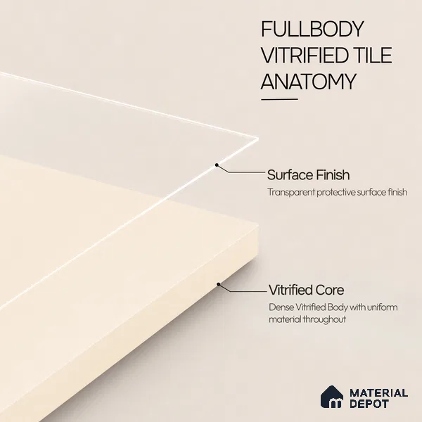 Plain Wall & Floor Tile TL 11642 Alba Canvas | 2 ft x 2 ft Matte Finish Full Body Vitrified Tile - 9 mm | Suitable For Bathroom, Balcony, Courtyard
