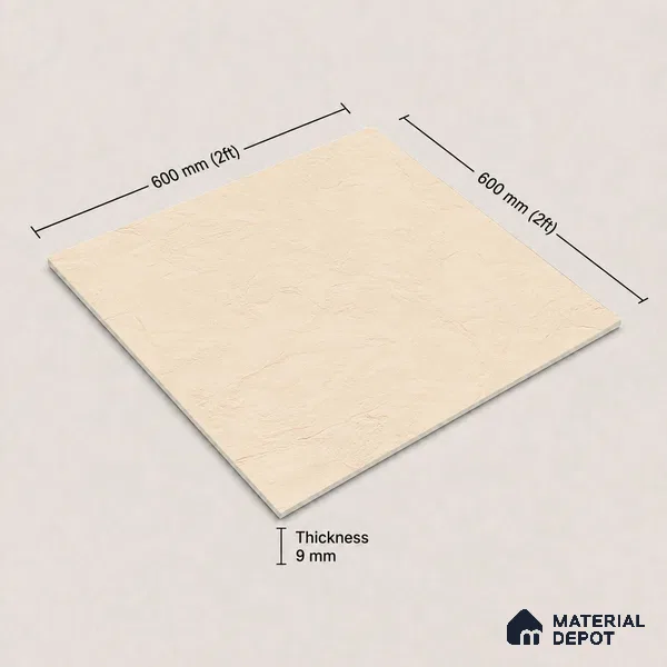 Plain Wall & Floor Tile TL 11642 B Sahara Plaster | 2 ft x 2 ft Punch Matte Finish Full Body Vitrified Tile - 9 mm | Suitable For Bathroom, Balcony, Courtyard