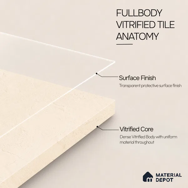 Plain Wall & Floor Tile TL 11642 B Sahara Plaster | 2 ft x 2 ft Punch Matte Finish Full Body Vitrified Tile - 9 mm | Suitable For Bathroom, Balcony, Courtyard