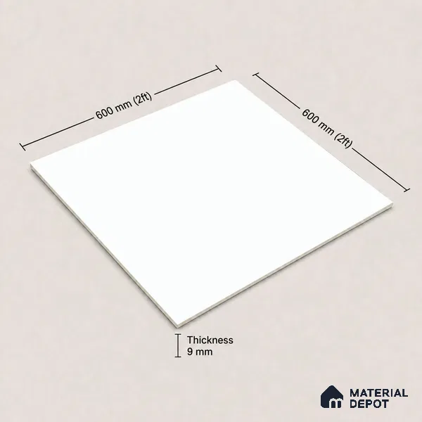 Plain Wall & Floor Tile TL 11643 Alba Veil | 2 ft x 2 ft Matte Finish Full Body Vitrified Tile - 9 mm | Suitable For Bathroom, Balcony, Courtyard